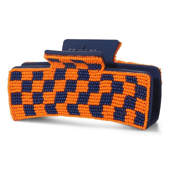 Game Day Hair Claw Beaded Checkered Football Sports Fan Mom Accessories main image 5